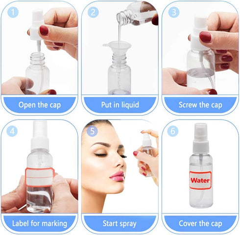 Mini Spray Bottles, 2oz/50ml Small Plastic Travel Spray Bottle, Refillable Hand Spritzer Bottles