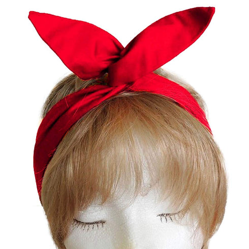 Wire Headbands for Women, Knotted Bows Cute Fashion Plain Twisted Satin Ribbon Hair Scarf Accessories in Solid Colors -
