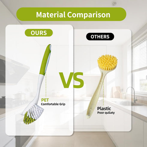 PPLJQS 3 Pack Dish Brush Scrub Brush with Handle - Stiff Bristles Dish Scrubber for Cleaning Dishes, Pots, Pans, Sink