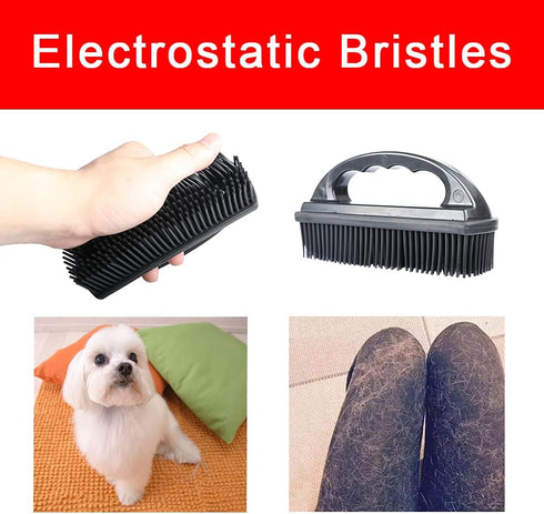 Rubber Pet Hair Removal Brush, Lint & Hair Remover Tool for Cleaning, Grooming, Silicone Lint and Fur Removal, Black
