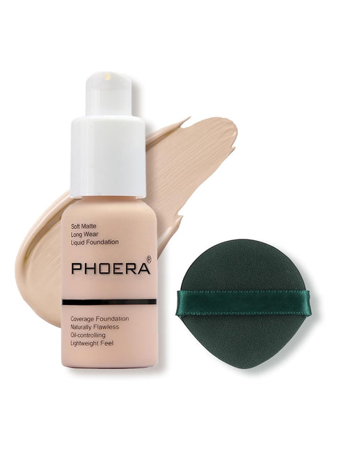 PHOERA Flawless Soft Matte Foundation Makeup, Full Coverage Oil Control Liquid Concealer for Older Women, Gift Choice