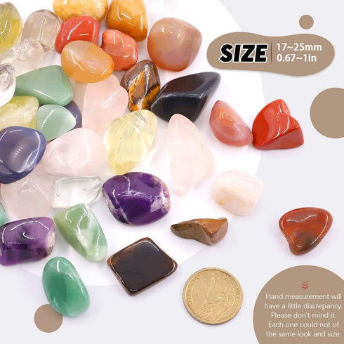 Hilitchi 1lb Bulk Large Natural Tumbled Polished Brazilian Stones - Gemstone Healing Crystals Quartz for Wicca, Reiki