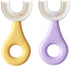 Kids' U Shaped Toothbrush Age 2-6 - 2 Premium Soft Toothbrushes with Travel Cases, Round Silicone Head