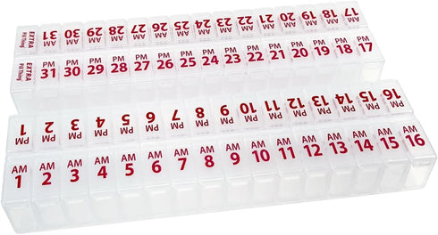 XL Twice-a-Day Monthly Pill Box Planner Set - AM/PM Medication Organizer for
