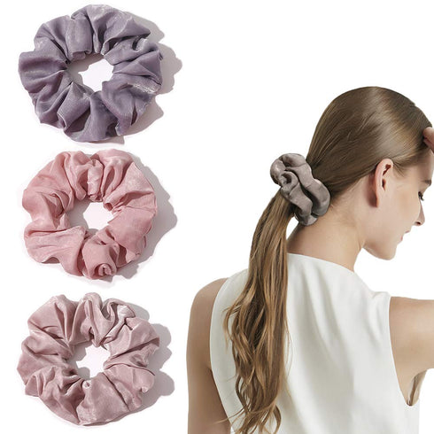 Ivyu Silk Satin Scrunchies, No Crease Hair Ties for Women, Thick Ponytail Holders with Soft Elastic Bands