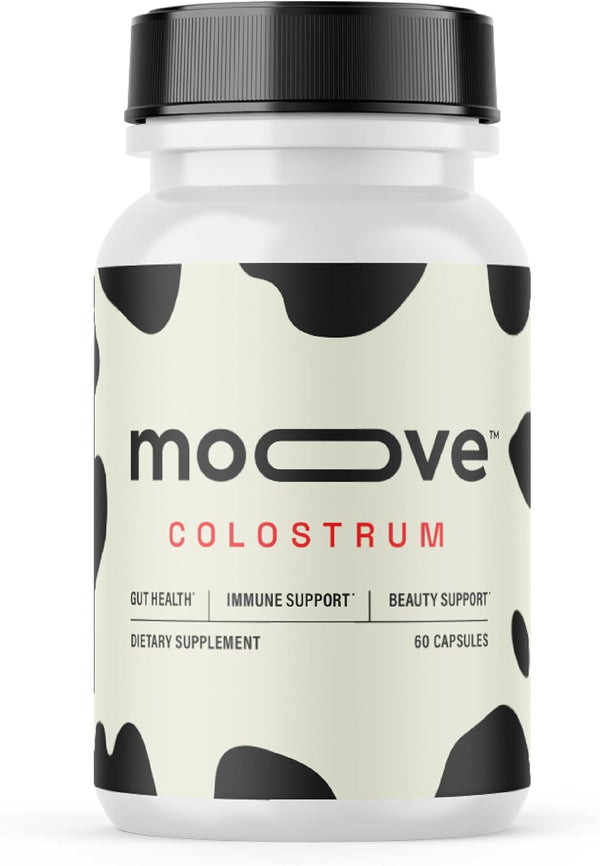 MOOVE Bovine Colostrum Capsules 1,000mg, Grass-Fed Dutch Cows, Immune & Gut Support, Natural