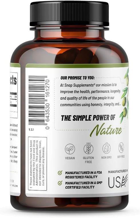 Olive Leaf Extract Capsules - Super Strength 40% Oleuropein for Blood Flow Support and Antioxidant Boost (60 Capsules)