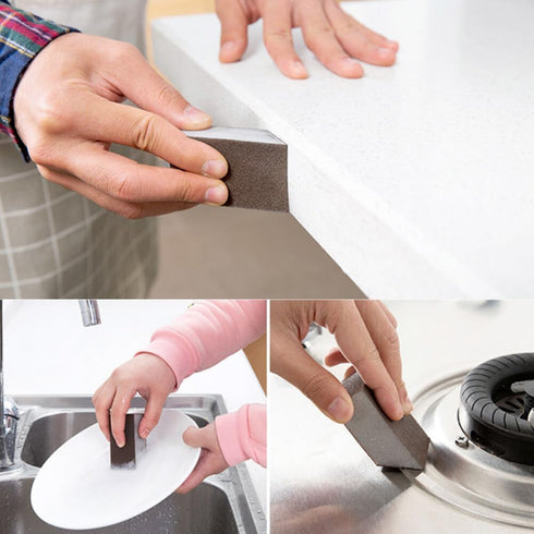 Double Sided Carborundum Sponge, Emery Cleaning Sponge for Dishwashing, Rust Removal, Kitchen Sinks, 4 Rolls