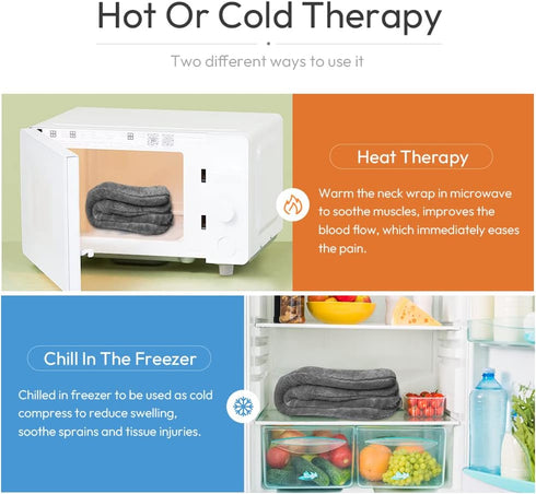 Microwavable Heated Neck Wrap Warmer and Shoulder Weighted Heating Pad for Hot and Cold Compress