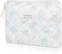 Makeup Bag Quilted Floral Cosmetic Bag for Women, Cute Cotton Travel Toiletry Organizer Bag (Blue Rose)