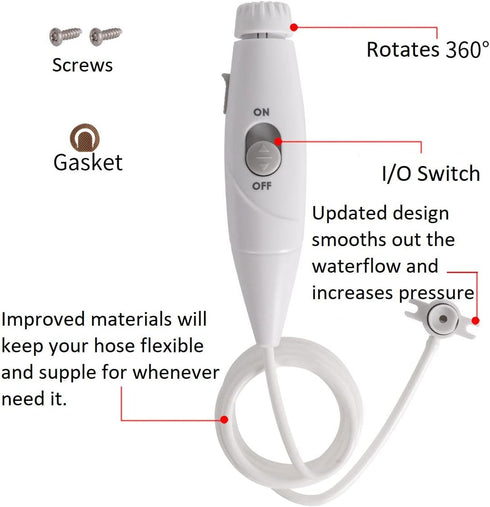 Replacement Parts for Waterflosser Wand Handle Head, Aquarius WP-660 WP-662 WP-670 WP-672, Oral Irrigator (WP660 White)