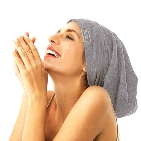 Sleep Beanie Cap Lined Silky Satin Bonnet, Adjustable Soft Slouchy Hats for Women and Girls Frizzy Hair Cover (Light