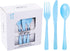 WDF 160 Piece Blue Plastic Silverware Set, Heavy Duty Includes 80 Forks, 40 Spoons, 40 Knives for Parties, Daily Use