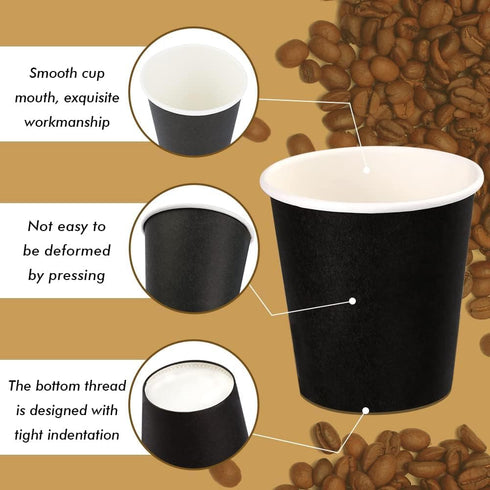 100 Pack 3 oz Black Paper Cups for Bathroom, Espresso, Mouthwash, Snacks, Family, Party, Picnic