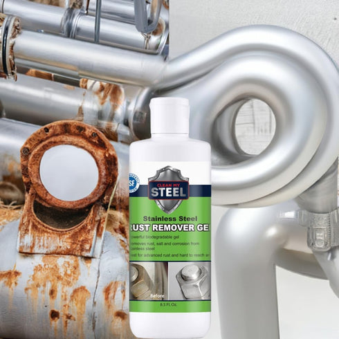 Heavy-Duty Industrial Rust Stain Remover - Metal Cleaner Gel for Stainless Steel, No Scrubbing Needed (8.5 oz)