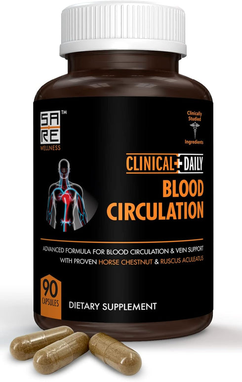 Clinical Daily Blood Circulation Supplements for Poor Circulation, 90 Capsules, Varicose Veins Treatment with Diosmin