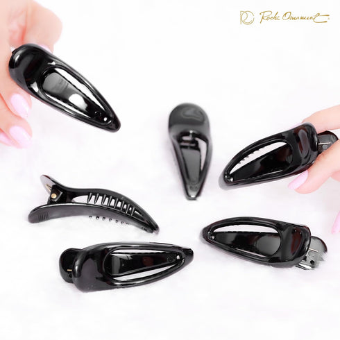 RC ROCHE ORNAMENT 6 Pcs Alligator Hair Clip Barrette - Womens Classic Side Slide Jaw, Small Black