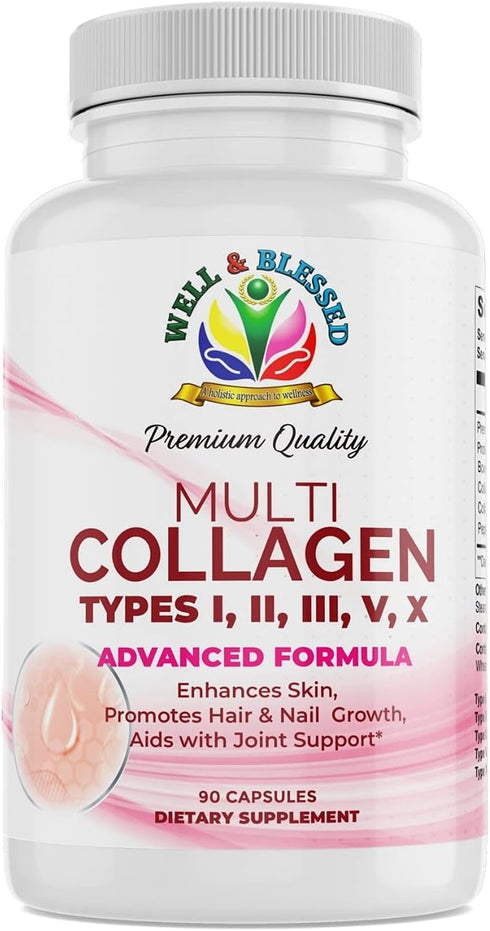 Multi Premium Collagen Supplements for Women with Vitamin C, E - Anti Aging Skin Care, 90 Capsules