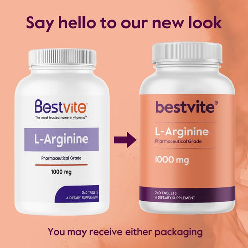BESTVITE L-Arginine 1000mg (480 Tablets) (240 x 2) - 20% More Pure L-Arginine vs L-Arginine HCL Products