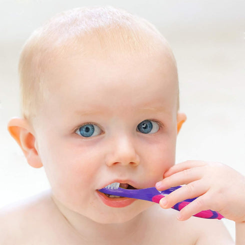 Slotic Baby & Toddler Toothbrush for Ages 0-2 Years, Extra Soft Bristle, Easy-Grip Handle, Teething Pad, Dentist