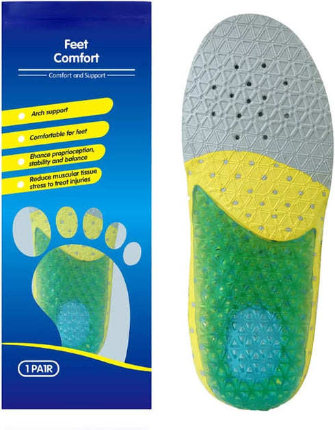 Kids Running Gel Insoles, Shock Absorbing Arch Support Silicone Material, Big Kid US 3.5-4