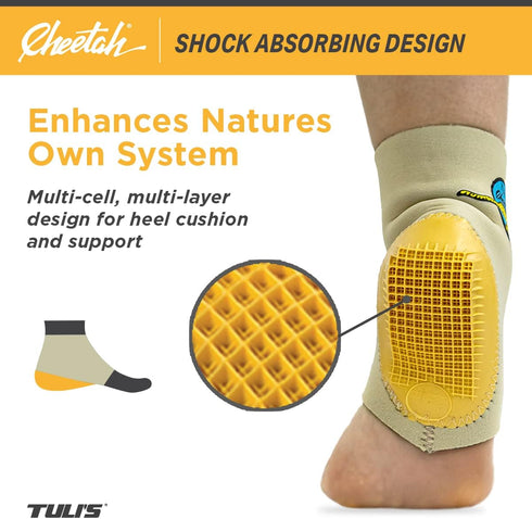 Tuli’s Cheetah Heel Cup with Compression Sleeve, X-Large - For Sever’s Disease & Heel Pain