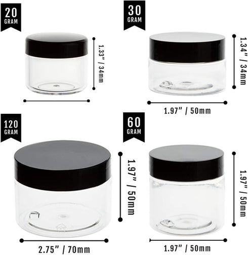 ZEJIA 20 Gram Plastic Cosmetic Jars with Lids, 20 Pieces Small Travel Size Containers for Beauty Products.