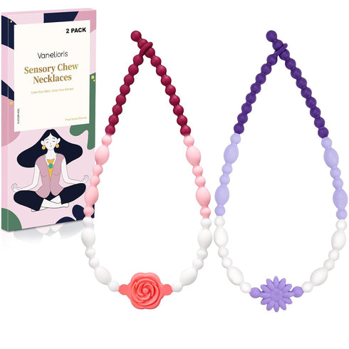 Vanelioris Chew Necklaces for Sensory Kids Adults, Flower Chewy Necklace Sensory Toys for