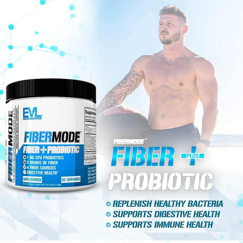 Evlution Nutrition FiberMode - Fiber + Probiotic Powder for Digestive Health, 30 Servings, Gluten Free & Vegan