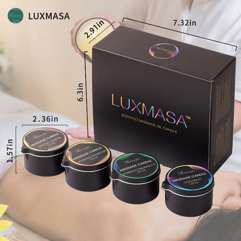 Set 4 13.4 OZ Massage Candles for Body Therapy-Natural Soybean Wax Low Temp Massage Oil Candles for Skin Care-Body