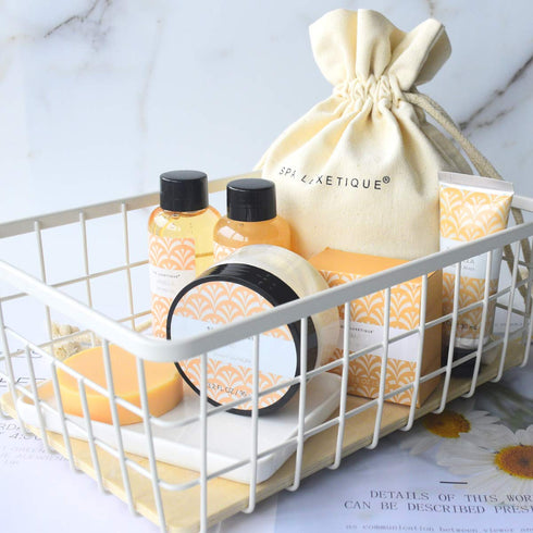 Spa Luxetique Spa Gifts for Women, 6pc Vanilla Gift Set with Body Lotion, Shower Gel, Bubble Bath, Hand Cream