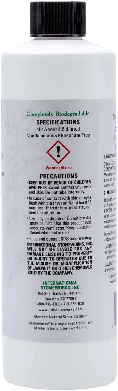 Stoneworks (1 Lavenet Concentrate Pint) pH-balanced cleaner for marble, granite, travertine, limestone, terrazzo