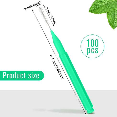 Patelai 100 Pieces Braces Brush for Cleaner Interdental Brush Toothpick Dental Hygiene Flosser (Green)