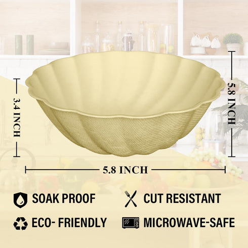 Hasdock 18 Count 16OZ, Macaron Color Sturdy Waterproof Disposable Petal Bowl Biodegradable Plant Fiber Tableware
