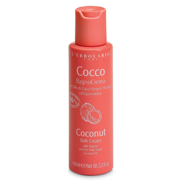 L’Erbolario Coconut Bath Cream, Coconut Body Wash with Hydrating Glycerine, Nourishing and Balancing Skin Care, 3.3 oz