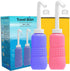 Upside Down Peri Bottle for Postpartum Care - Portable Bidet Bottle with Travel Bag, Reusable Douche Bottle (Blue+Pink)