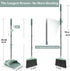 Broom and Dustpan Set with Long Handle, Dustpan Comb, Jade Green Broom and Dustpan Combo for Home