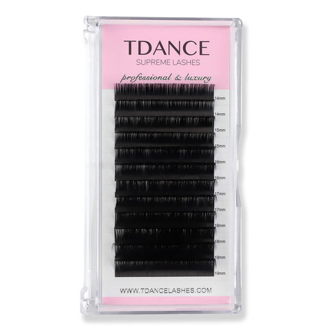 TDANCE Premium C Curl 0.18mm Thickness Semi Permanent Eyelash Extensions, Mixed 14-19mm