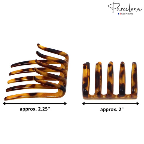 Parcelona French Crab Interlocking Savana Light Shell Medium Hair Clips, No Slip Ponytail Updo for Women