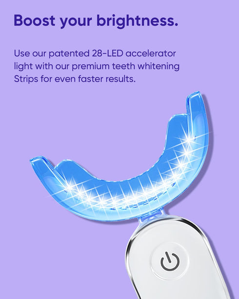 MySmile Non-Sensitive Teeth Whitening Strips Kit - 10Pcs with Waterproof 28X LED Light for Stain Removal