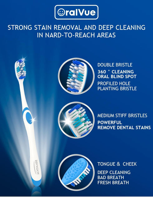 ZGYXQXJT Teeth6pack Adult Hard bristled Manual Toothbrush with Excellent Cleaning Effect, Equipped with Tongue Coating
