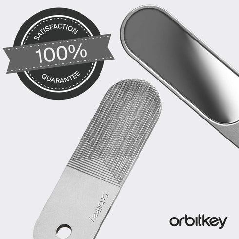 Orbitkey 2-in-1 Nail File & Mirror for Key Organizer, Compact Beauty Tool, Stainless Steel, Slim & Durable
