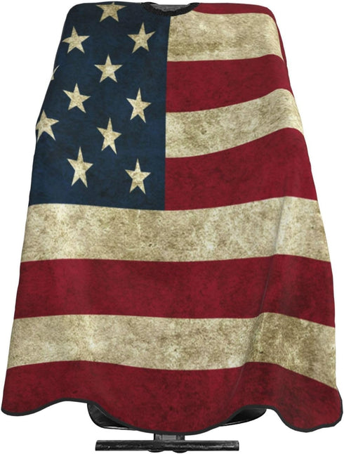 Vintage American Flag Hair Cutting Barber Cape - Hair Salon and Dyeing Styling Cloth for Women/Men