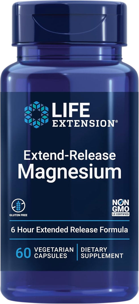 Life Extension Extend-release Magnesium | 60 Vegetarian Capsules | Prolonged Cardiovascular & Bone Health Support