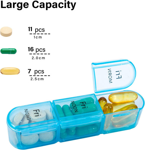 Daviky 7 Day Pill Organizer, Daily Pill Box 3 Times a Day, Weekly Medicine Cases for Vitamins and Medication