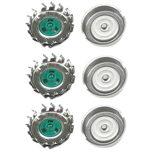 Replacement Shaver Heads with Brush, Fit for Philips HQ64, HQ54, HQ5705, HQ6070, Pack of 3