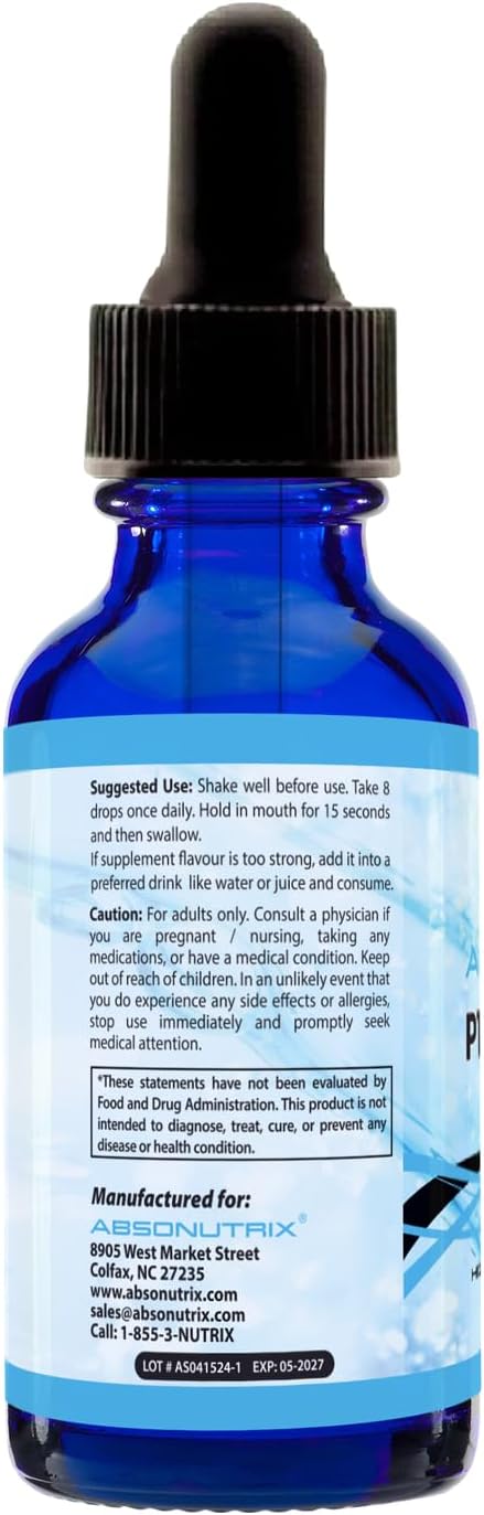 Absonutrix Pterostilbene with Hesperidin 390 mg, 4 Oz Liquid, 300 Servings, Made in USA, Quick Absorption, Quality Potent Ingredients, Non-GMO, GMP Certified Facility, Cruelty-Free Products