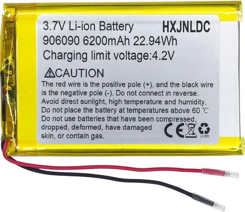 HXJNLDC DC 3.7V 6200mAh 906090 Rechargeable Lithium Polymer Battery, Suitable for DIY 3.7-5V