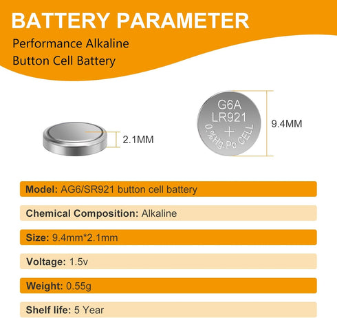 kunying 15 Pack-SR920SW 370/371 AG6 Watch Battery Button Cell Battery for Watches, Thermometer