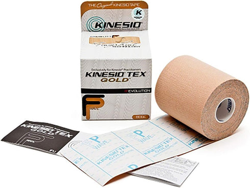 Kinesio Taping - Elastic Therapeutic Athletic Tape Tex Gold FP - Beige, 3in. x 5m Roll